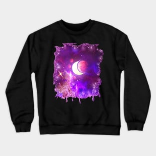 Magenta Witchy Magical Crescent Moon Galaxy Crewneck Sweatshirt